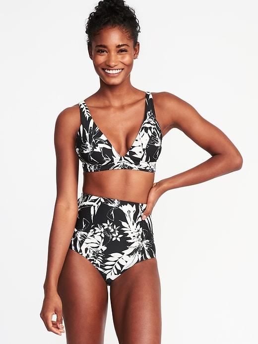 Old Navy Womens V-neck Bikini Top For Women Black & White Palm Print Size Xxl