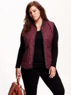 Old Navy Womens Plus Quilted Zip Vest Size 2x Plus - Black Check