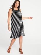 Old Navy Womens Sleeveless Plus-size Jersey-knit Swing Dress Black/white Stripe Size 1x