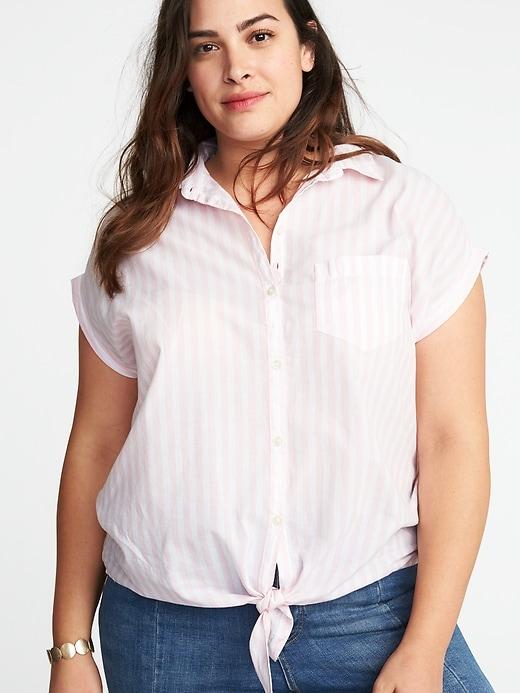 Old Navy Womens Plus-size No-peek Tie-front Top Pink Stripe Size 4x