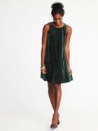 Old Navy Womens Velvet-knit Swing Dress For Women Forest Canopy Size Xl