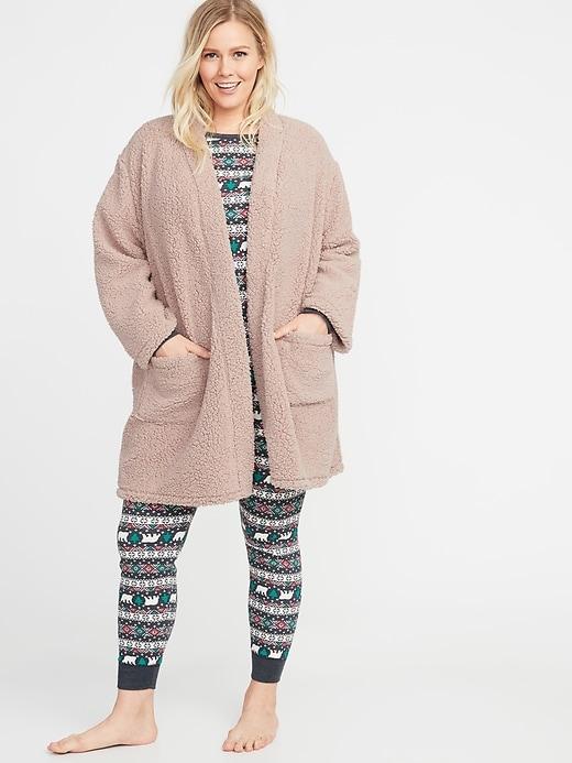 Old Navy Womens Plush Sherpa Tie-belt Plus-size Robe Icelandic Mineral Size Tbd