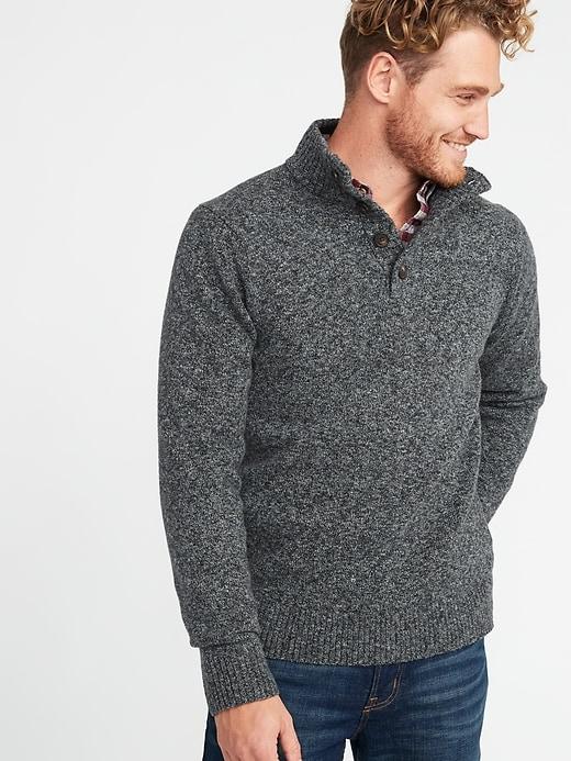 Old Navy Mens Button Mock-neck Sweater For Men Dark Charcoal Gray Size Xs