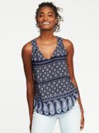 Old Navy Relaxed Sleeveless V Neck Top For Women - White/navy