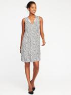 Old Navy Womens Sleeveless Pintuck Swing Dress For Women White Paisley Size L