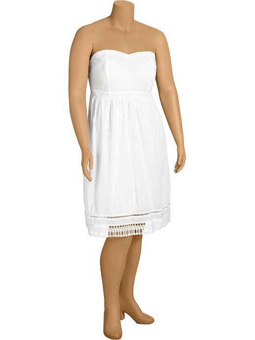 Old Navy Womens Plus Crochet Trim Tube Dresses - Bright White