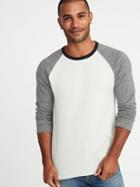 Old Navy Mens Soft-washed Plush-knit Raglan Tee For Men On White Heather Size S