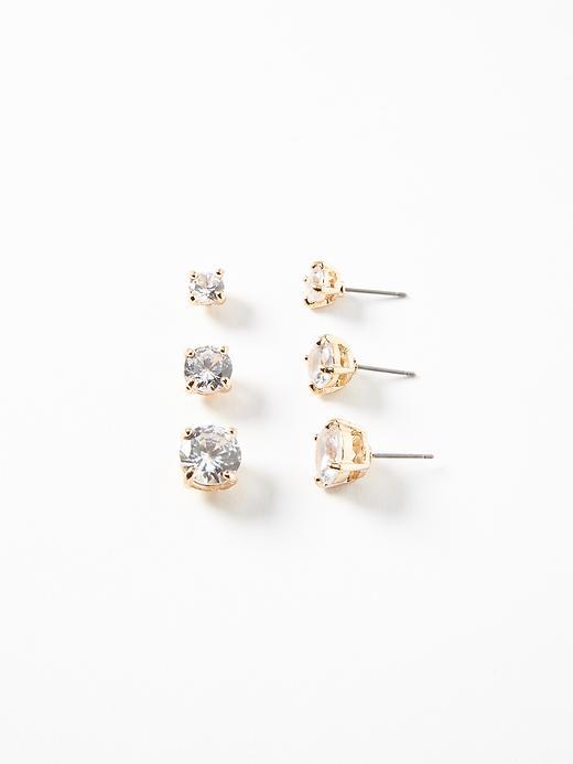 Old Navy Cubic Zirconia Stud Earring 3 Pack For Women - Gold