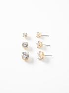 Old Navy Cubic Zirconia Stud Earring 3 Pack For Women - Gold