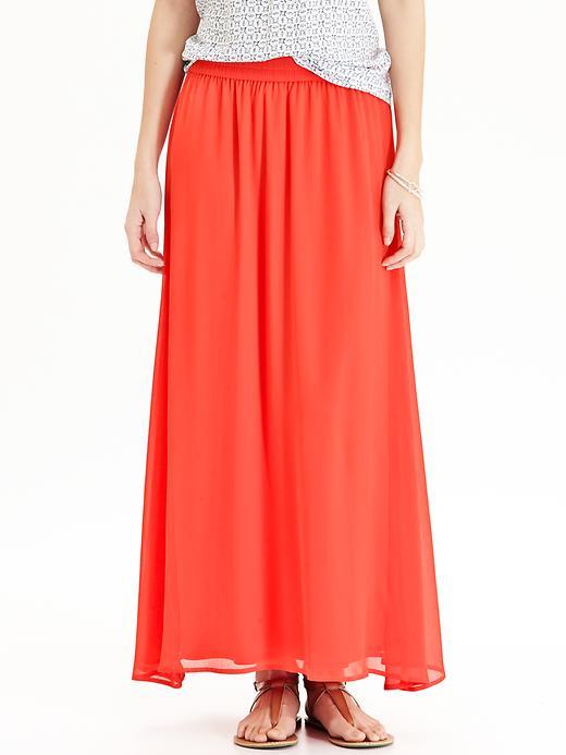 Old Navy Womens Crinkle Chiffon Maxi Skirts - Flaming Tulip