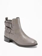 Old Navy Moto Ankle Boots For Women - Grey