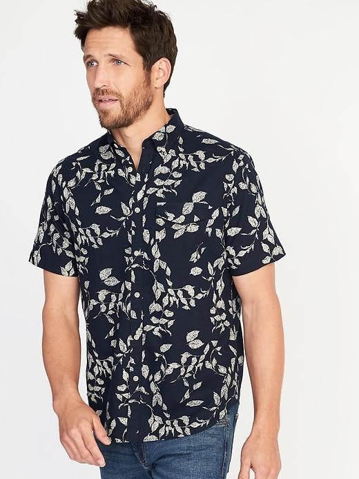 Old Navy Mens Regular-fit Linen-blend Pocket Shirt For Men In The Navy Size Xxl