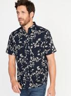 Old Navy Mens Regular-fit Linen-blend Pocket Shirt For Men In The Navy Size Xxl