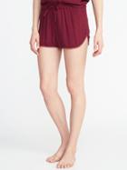 Old Navy Womens Smocked-waist Crinkle-gauze Sleep Shorts For Women Golly Gee Garnet Size M