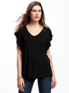 Old Navy Relaxed Ruffle Sleeve Tee For Women - Black