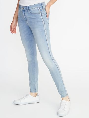 Old Navy Womens Mid-rise Metallic Side-stripe Rockstar Super Skinny Jeans For Women Clay Size 6