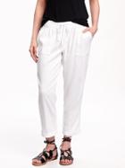 Old Navy Linen Blend Cropped Pants For Women - Bright White