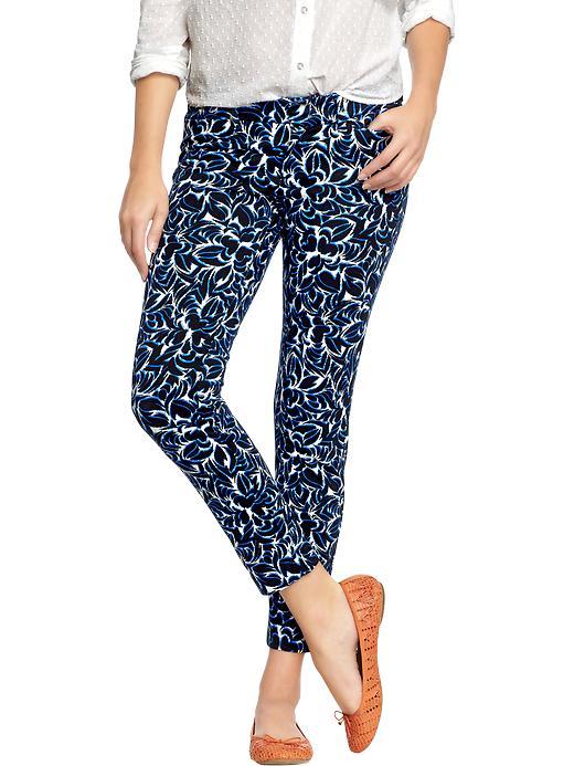 Old Navy Pixie Mid Rise Ankle Pants For Women - Black Print