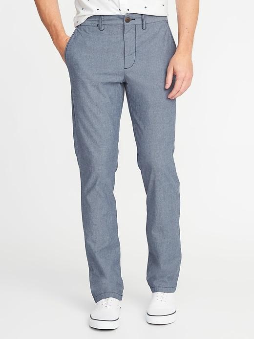 Old Navy Mens Straight Built-in Flex Ultimate Chambray Pants For Men Chambray Blue Size 28w