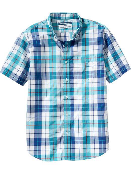 Old Navy Mens Slim Fit Patterned Shirts Size Xxl Big - Afternoon Lagoon