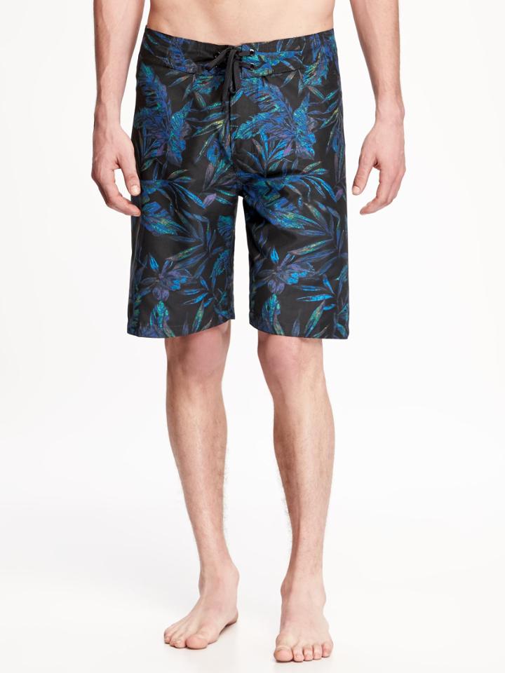 Old Navy Tropical Print Board Shorts For Men 9 - Black