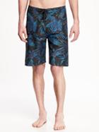Old Navy Tropical Print Board Shorts For Men 9 - Black
