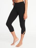 Old Navy Womens High-rise Scallop-cutout Yoga Crops For Women Black Size Xxl