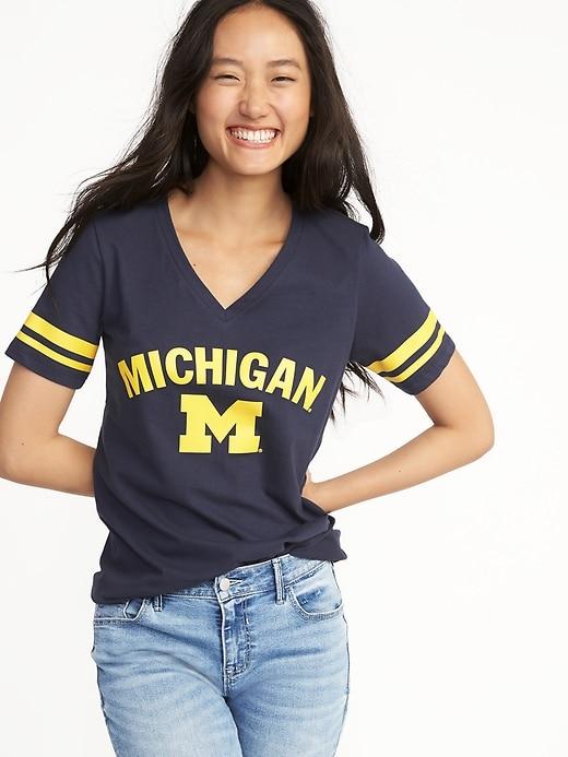 Old Navy Womens College Team Sleeve-stripe Tee For Women University Of Michigan Size Xxl