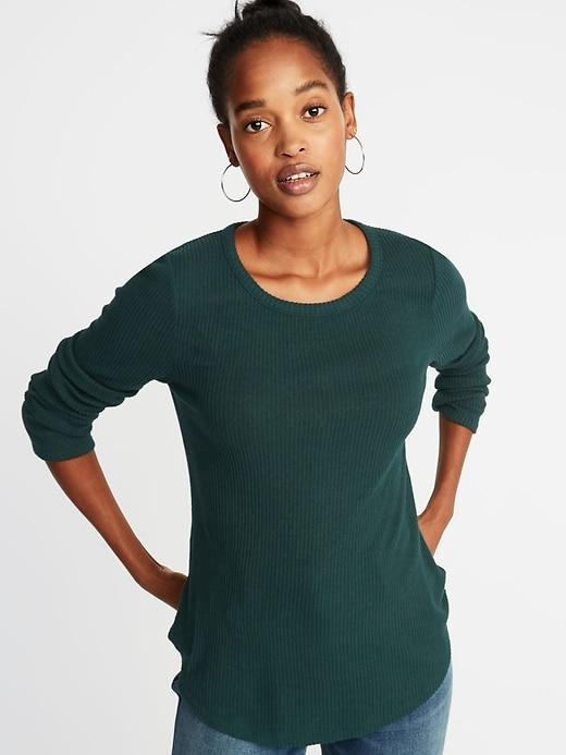 Old Navy Womens Slim-fit Luxe Rib-knit Top For Women Botanical Green Size L