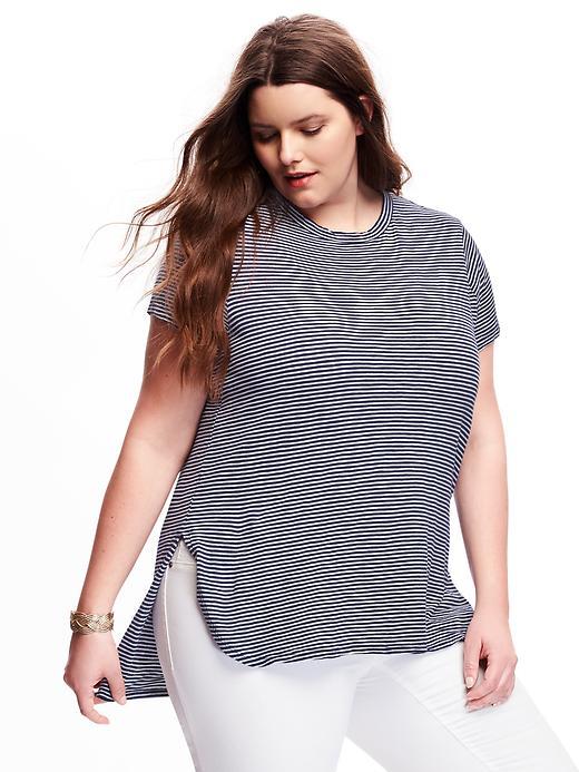 Old Navy Short Sleeve Hi Lo Plus - Navy Stripe