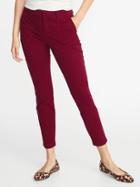 Old Navy Womens Mid-rise Pixie Utility Chinos For Women Maroon Jive Size 6