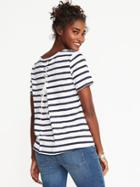 Old Navy Womens Relaxed Slub-knit Lace-up Top For Women Blue/white Stripe Size S