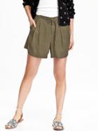 Old Navy Womens Belted Linen Blend Shorts 5&quot; Size 0 - Fennel Seed