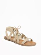 Old Navy Braided Lace Up Sandals For Women - Metallic Gold
