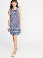 Old Navy Womens Sleeveless Floral Tiered Swing Dress For Women Blue Floral Size Xxl