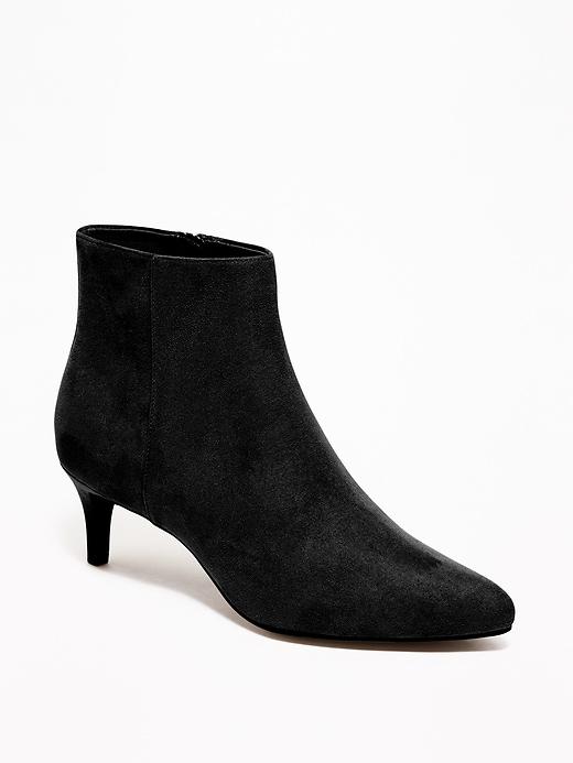 Old Navy Womens Faux-suede Kitten-heel Booties For Women Black Size 6