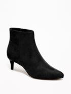 Old Navy Womens Faux-suede Kitten-heel Booties For Women Black Size 6