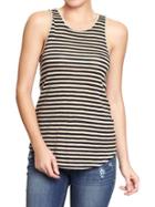 Old Navy Womens Striped Slub Knit Tanks - Black Stripe