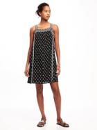 Old Navy Embroidered Swing Dress For Women - Black Print
