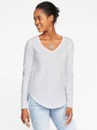 Old Navy Everywear Curved Hem V Neck Tee For Women - Cream