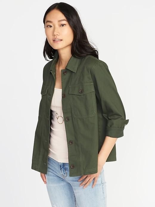 Old Navy Womens Twill Utility Swing Jacket For Women Moss Landing Size L