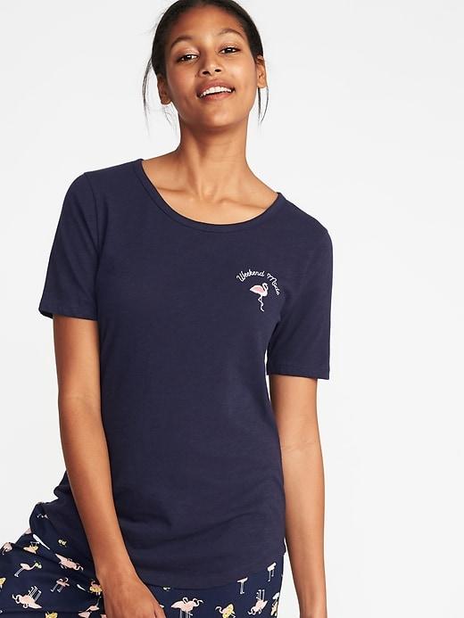 Old Navy Womens Relaxed Slub-knit Graphic Tee For Women Weekend Made Size S