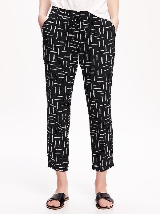 Old Navy Printed Drawstring Pants For Women - Black Print