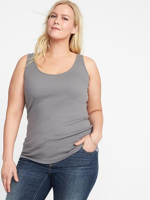 Old Navy Womens First-layer Fitted Plus-size Rib-knit Tank Blank Slate Size 2x