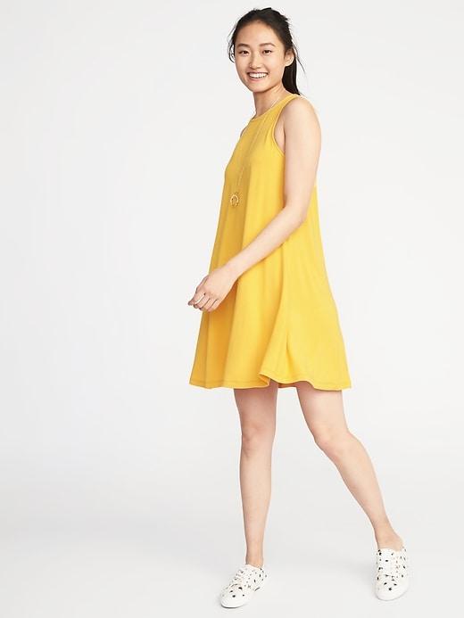 Old Navy Womens Jersey-knit Sleeveless Swing Dress For Women Yellow Mustard Size Xs