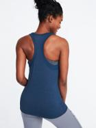 Old Navy Womens High-neck Mesh-trim Racerback Performance Tank For Women Victorian Blue Size M