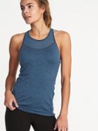 Old Navy Womens Fitted High-neck Mesh-trim Performance Tank For Women Sea Something Size L