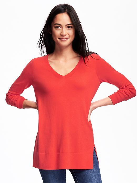 Old Navy Relaxed V Neck Tunic For Women - Red Aloud