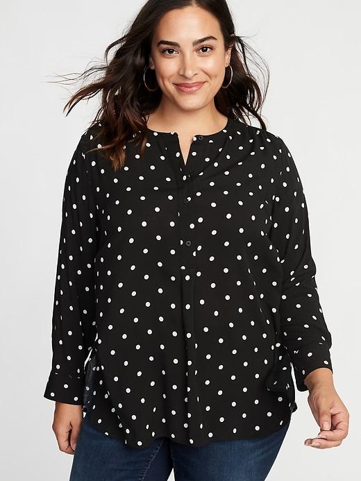 Old Navy Womens No-peek Plus-size Pullover Tunic Black Dots Size 1x
