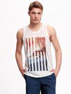 Old Navy Slub Knit Americana Graphic Tank For Men - Bright White